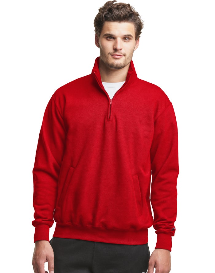 Hanorac Champion Powerblend Fleece 1/4 Zip With Pockets Barbati Rosii - Romania YZMLHKQ-23